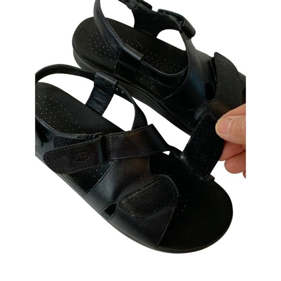 SAS Womens Huggy Black Leather Adjustable Comfort Sandals Size 8N M10094 - Picture 7 of 15